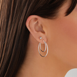 32mm Double Hoop Earrings in Sterling Silver