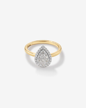 0.50 Carat TW Pear Shaped Diamond Cluster Ring in 14kt Yellow & White Gold