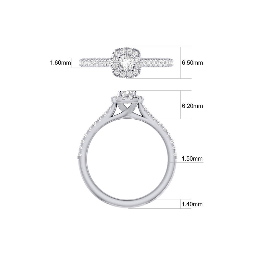 Engagement Ring with 1/2 Carat TW of Diamonds in 14kt White Gold