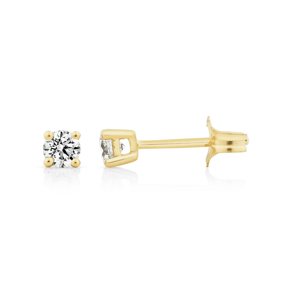 Boutons d'oreilles classiques en or jaune 10 K avec diamants totalisant 0,30 ct