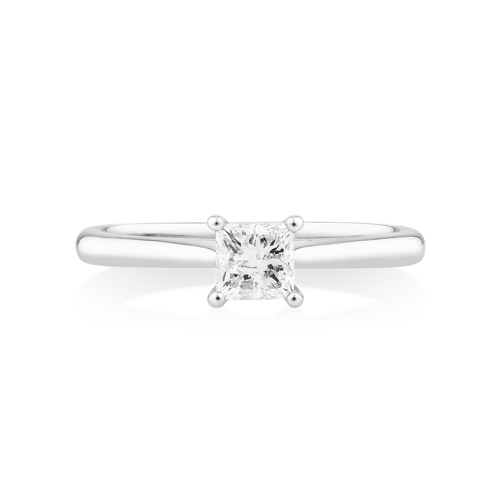 Evermore Certified Solitaire Engagement Ring with a 0.50 Carat TW Princess Cut Diamond in 14kt White Gold