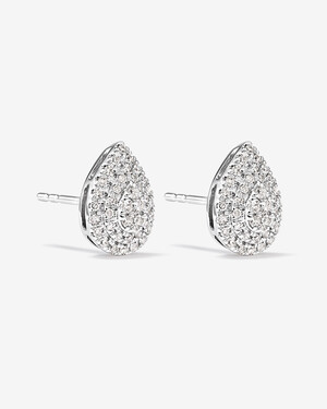 0.30 Carat TW Pear Shaped Diamond Cluster Stud Earrings in 10kt White Gold