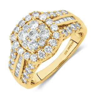 Bague de fiançailles en or jaune 10 K avec diamants totalisant 1,50 ct