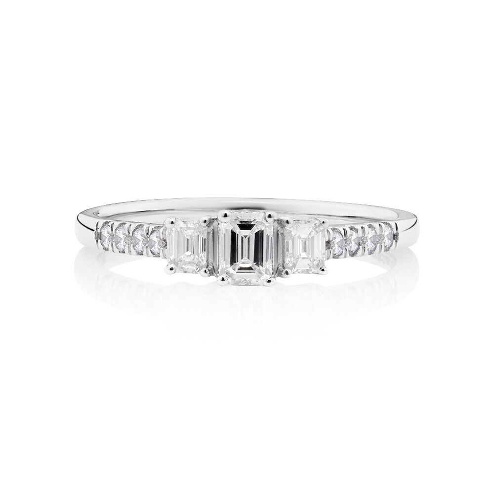Evermore Three Stone Engagement Ring with 0.50 Carat TW of Diamonds in White Gold