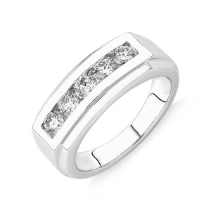 Wedding Band with .90TW of Laboratory-Created Diamonds in 14kt White Gold