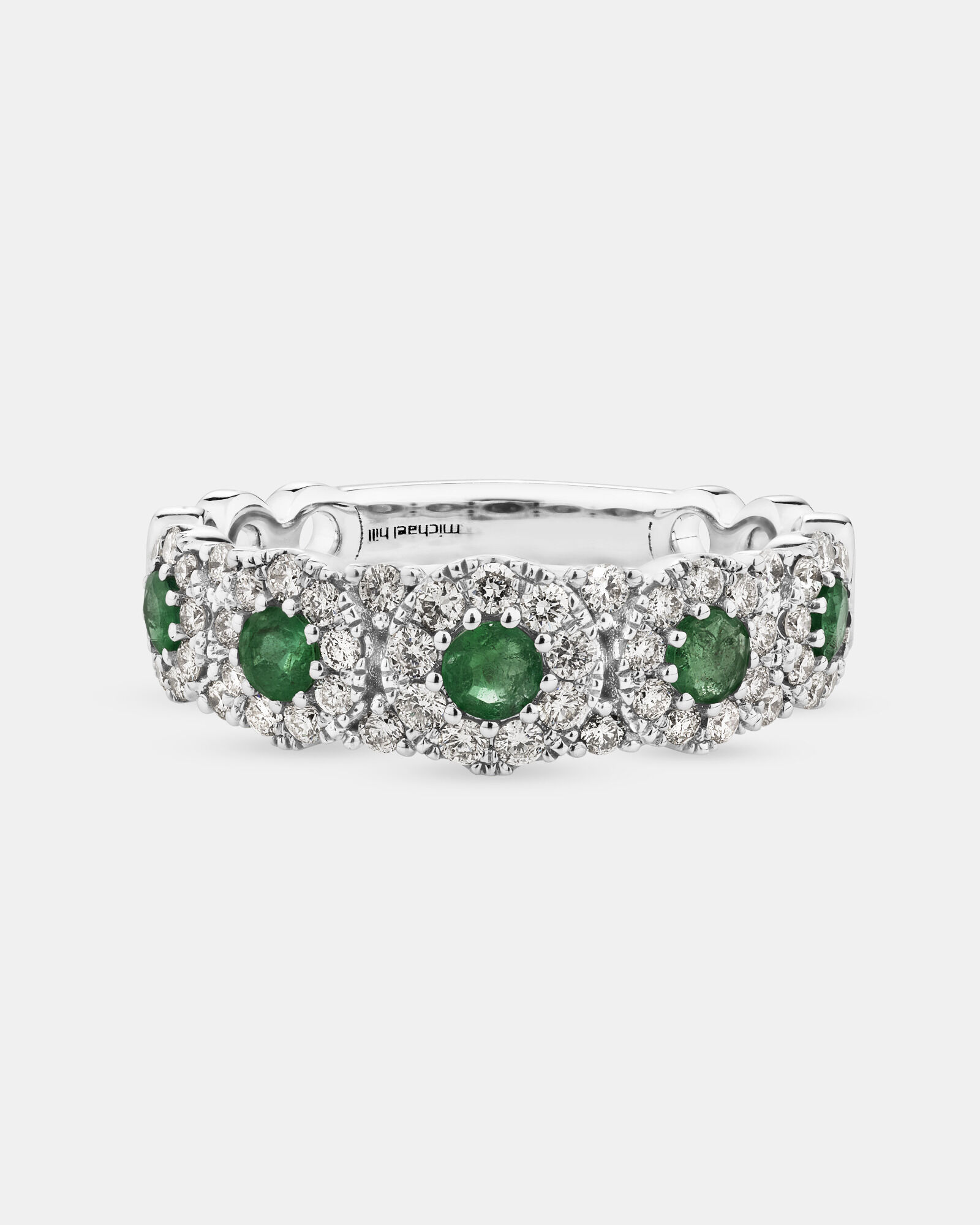 Bubble Ring with Emerald 0.50 Carat TW of Diamonds in 14kt White Gold