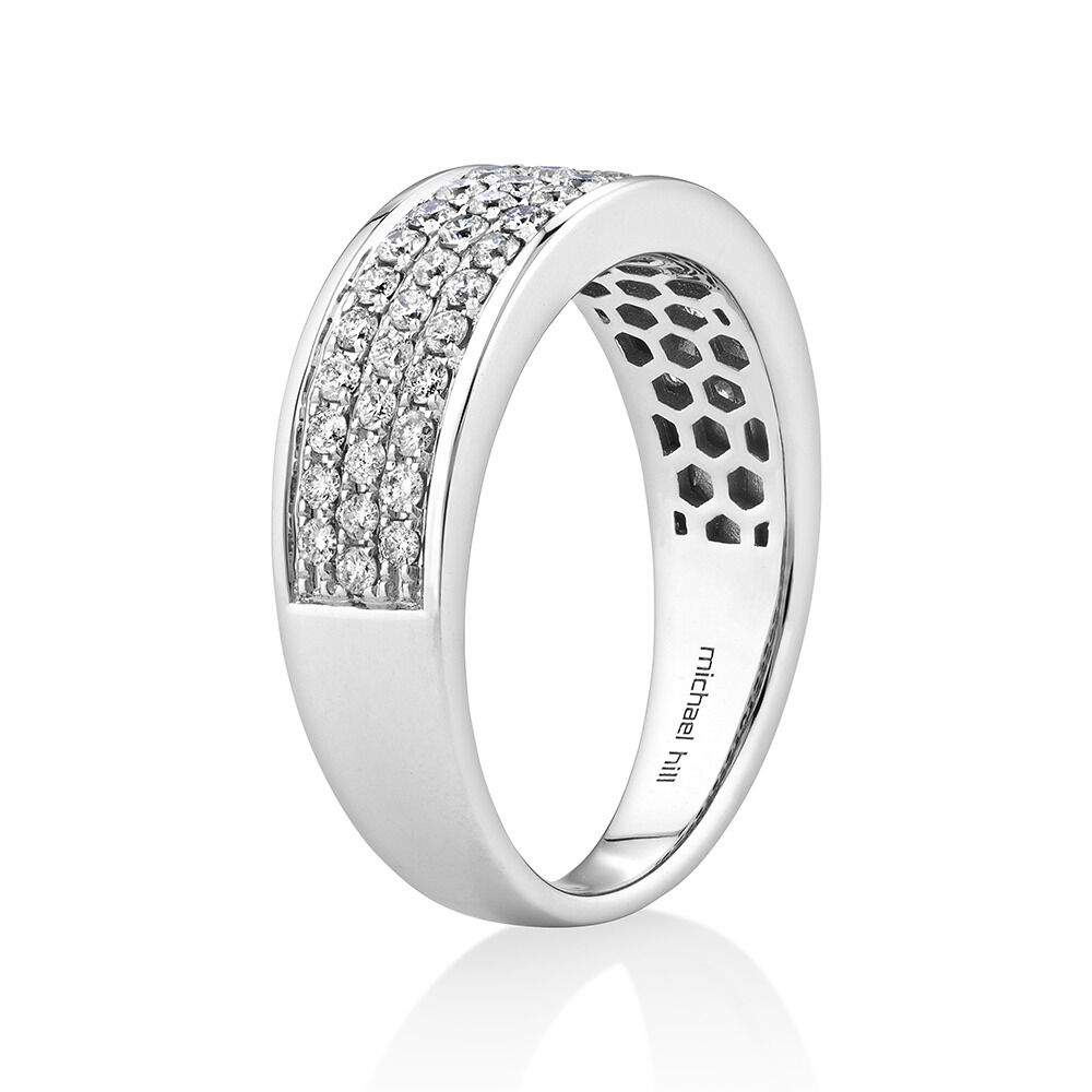 Men's Pave Ring with 0.87 Carat TW of Diamonds in 10kt White Gold