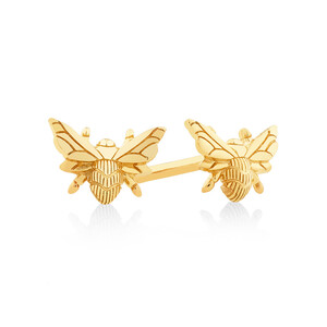 Bee Stud Earrings in 10kt Yellow Gold