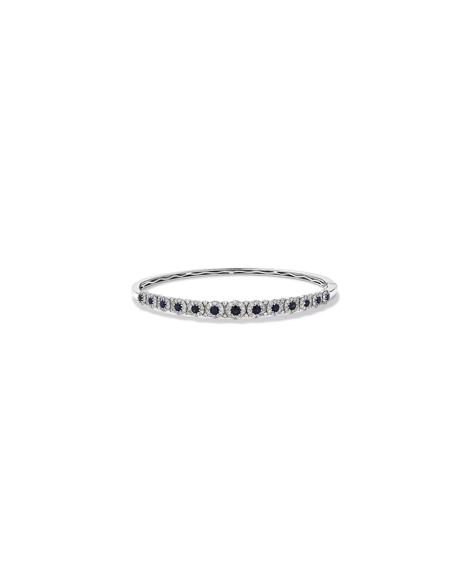 Bracelet Tennis Astralia En Or Blanc 18kt - Saphirs Ronds & Diamants - Certifié - 20 Cm