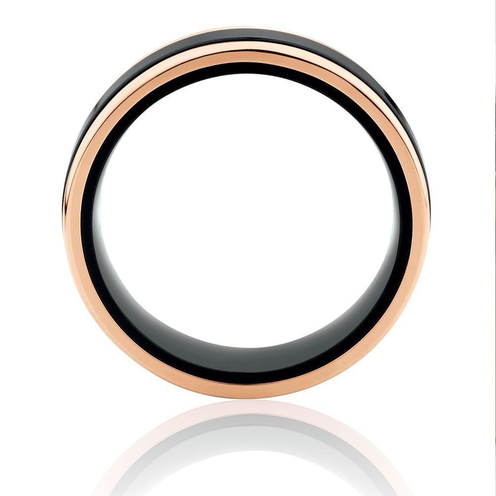 7mm Ring in 10kt Rose Gold & Black Titanium
