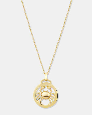 Cancer Zodiac Necklace in 10kt Yellow Gold