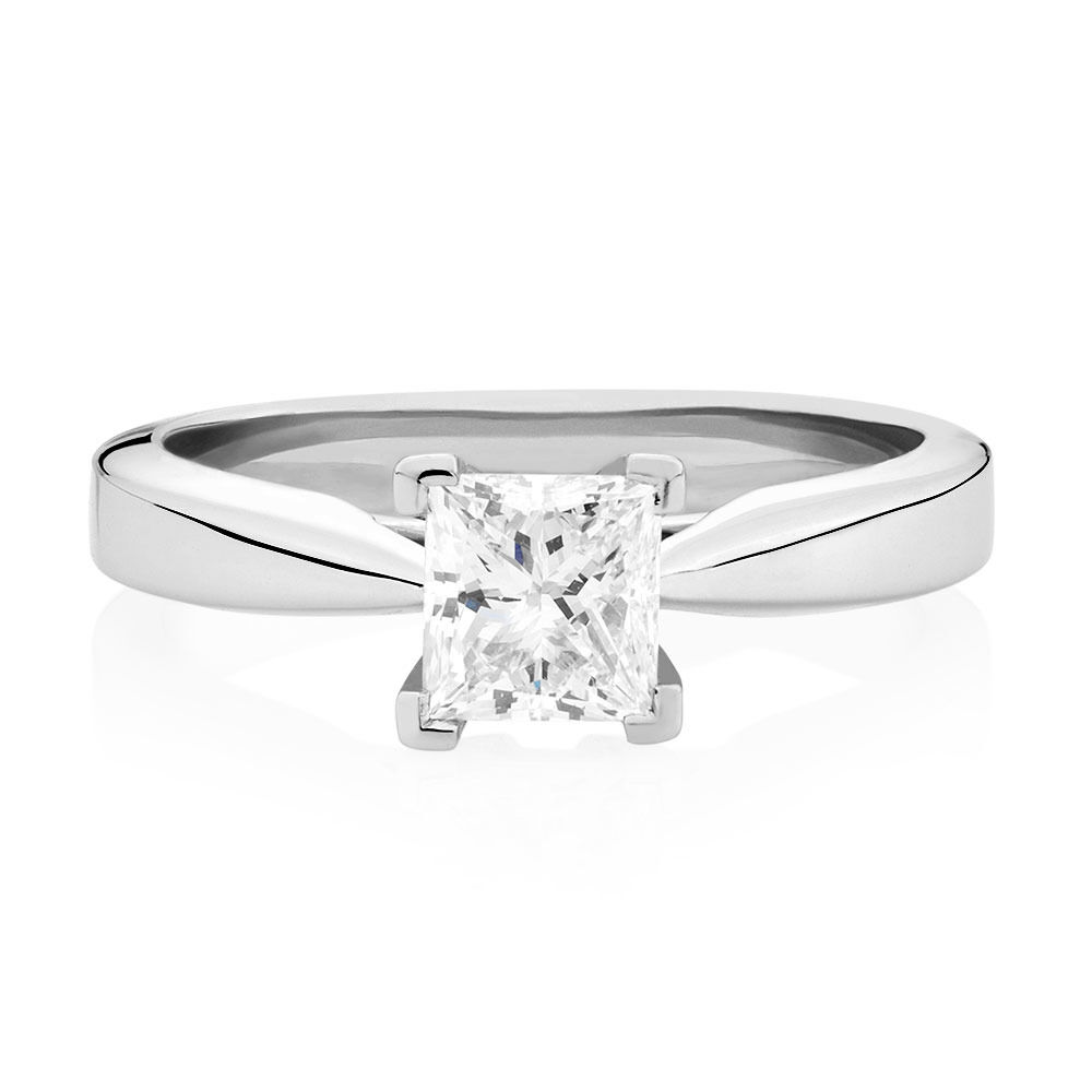 Certified Solitaire Engagement Ring with 1 Carat TW Diamond in 18kt White Gold
