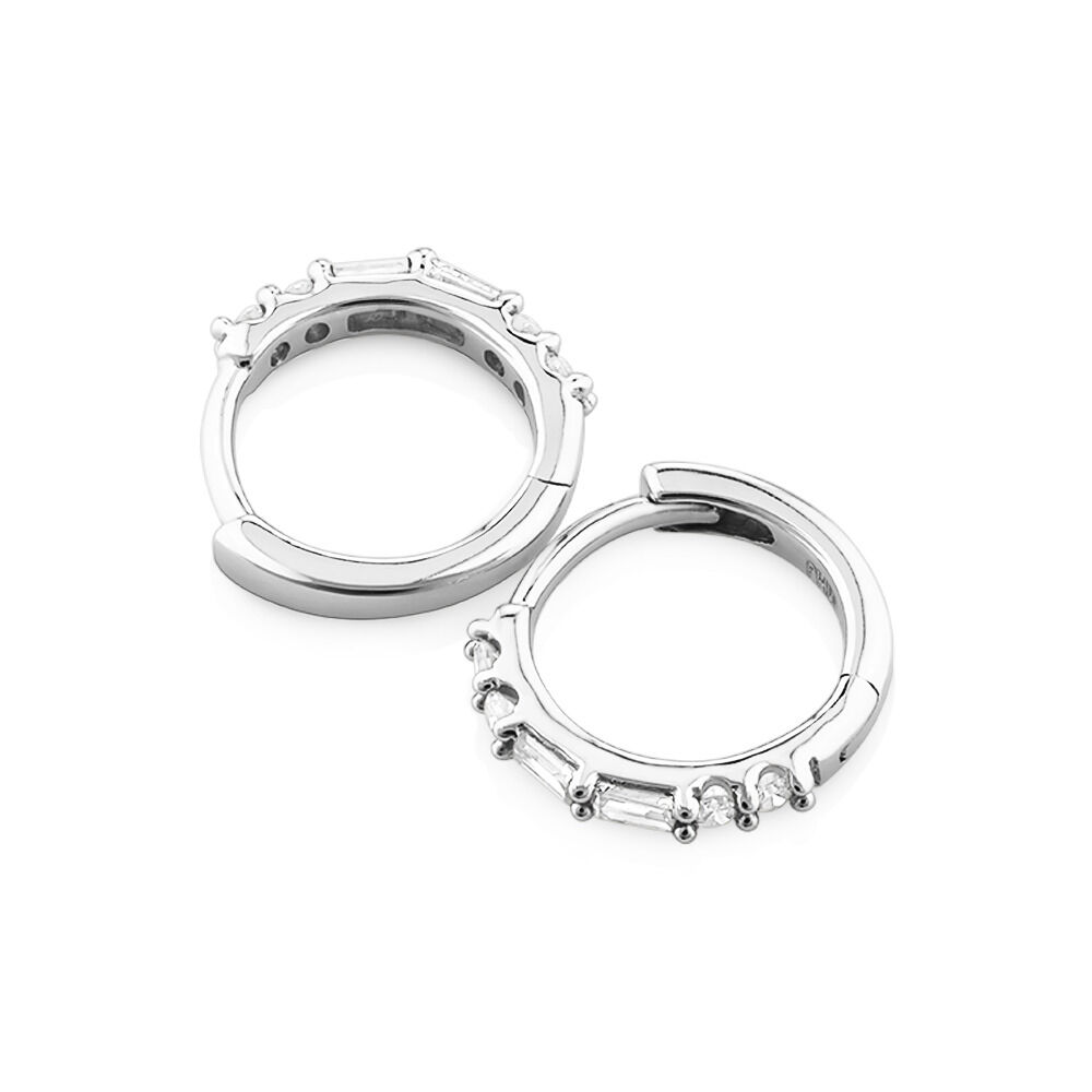 Hoop Earrings with 0.13 Carat TW of Diamonds in 10kt White Gold