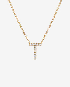 "T" Initial Necklace with 0.10 Carat TW of Diamonds in 10kt Yellow Gold