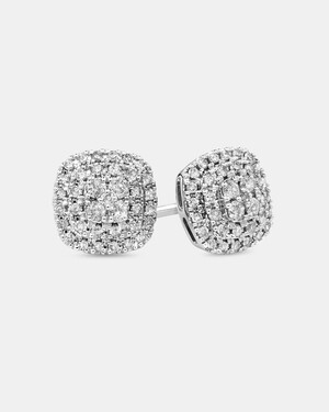 0.30 Carat TW Cushion Shaped Diamond Cluster Stud Earrings in 10kt White Gold