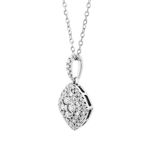 0.30 Carat TW Cushion Shaped Diamond Cluster Pendant with Chain in 10kt White Gold