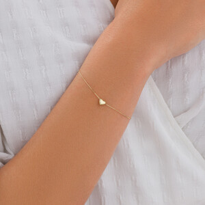 Bracelet à coulisse en or jaune 10 K de 19 cm avec cœur