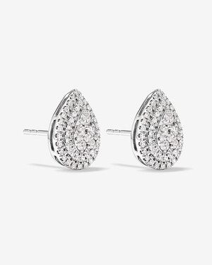0.65 Carat TW Pear Shaped Diamond Cluster Stud Earrings in 10kt White Gold
