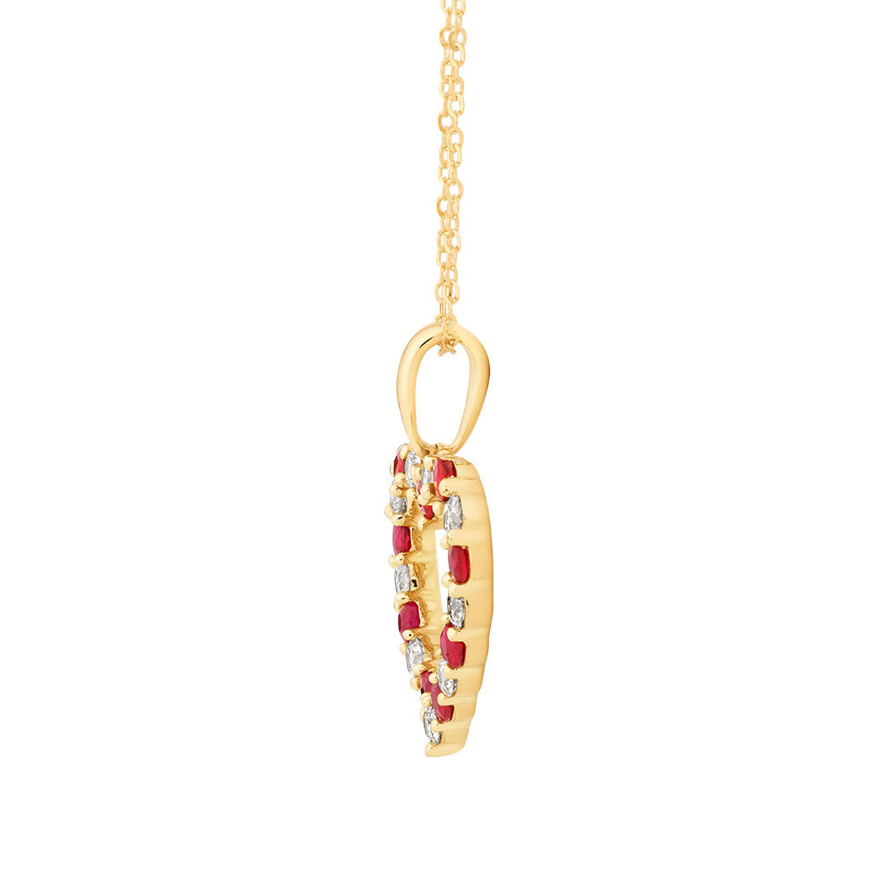 Heart Pendant with Ruby & 0.25 Carat TW of Diamonds in 10kt Yellow Gold