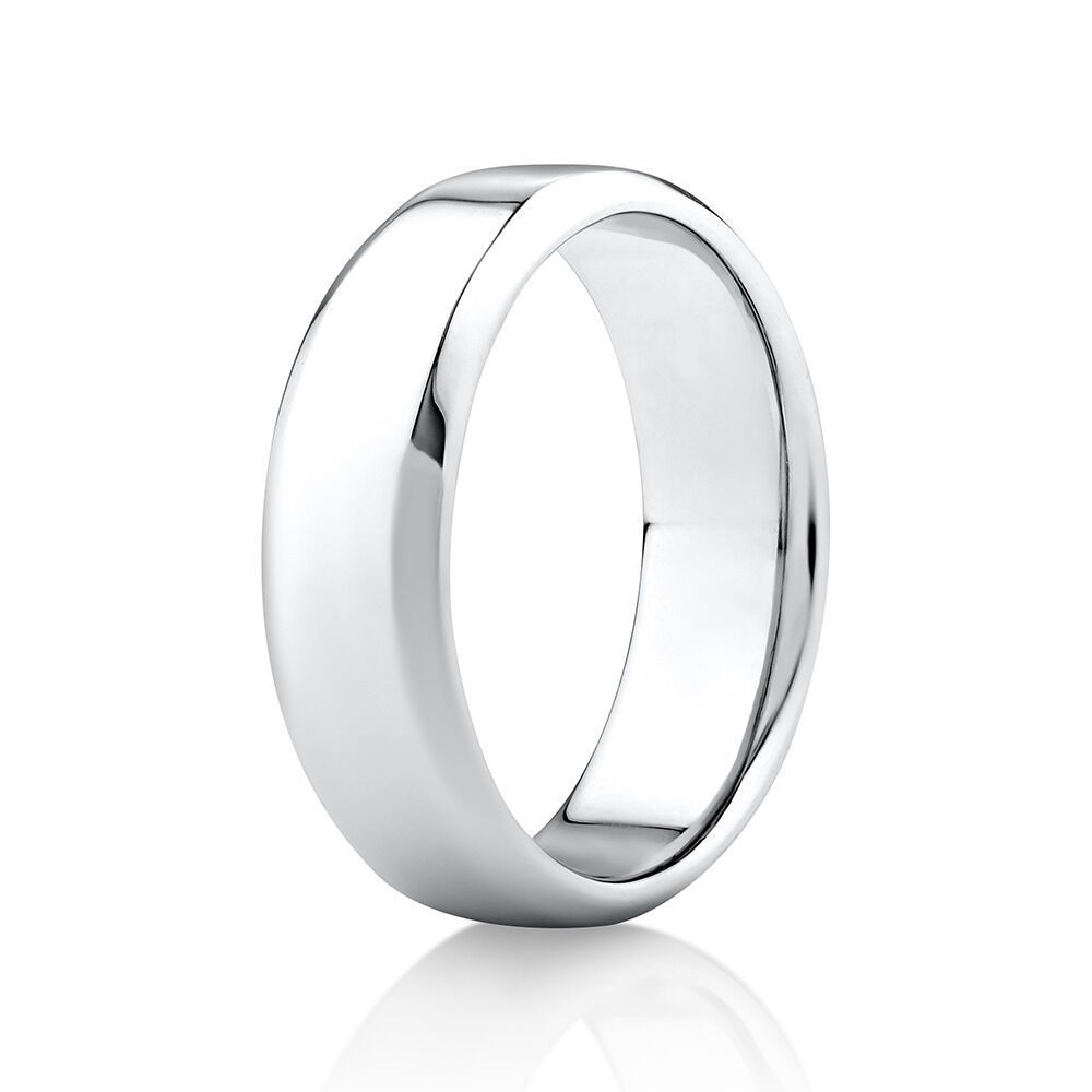 7mm Flat Bevelled Wedding Band in Sterling Silver