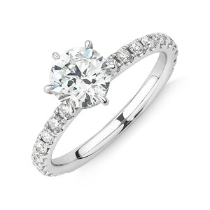 Bague de fiançailles Sir Michael Hill Designer en or blanc 18 K avec diamants totalisant 1,37 ct