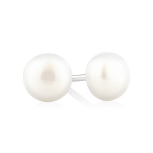 Boutons d'oreilles avant-arrière en argent sterling avec perles d'eau douce en forme de bouton