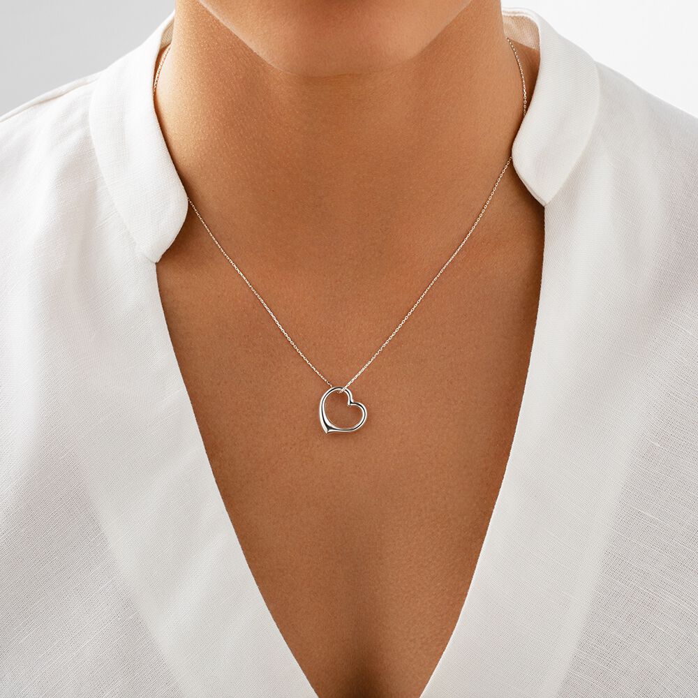 45cm (18") Open Heart Necklace in Sterling Silver