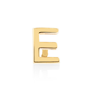 Bouton d'oreille unique à initiale E en or jaune 10 K