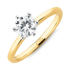 Michael Hill Solitaire Engagement Ring with a 0.70 Carat TW Diamond with the De Beers Code of Origin in 18kt Yellow & White Gold