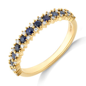 Ring with Sapphire & 0.12 Carat TW of Diamonds in 10kt Yellow Gold