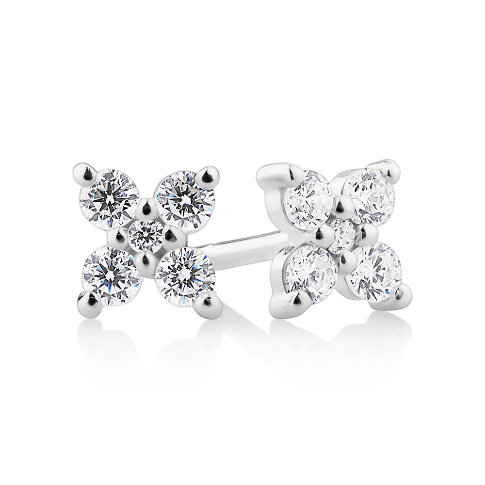 Sterling Silver Floral Stud Earrings - 