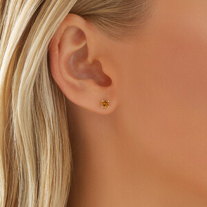 Boutons d'oreilles en or jaune 10 K avec citrine