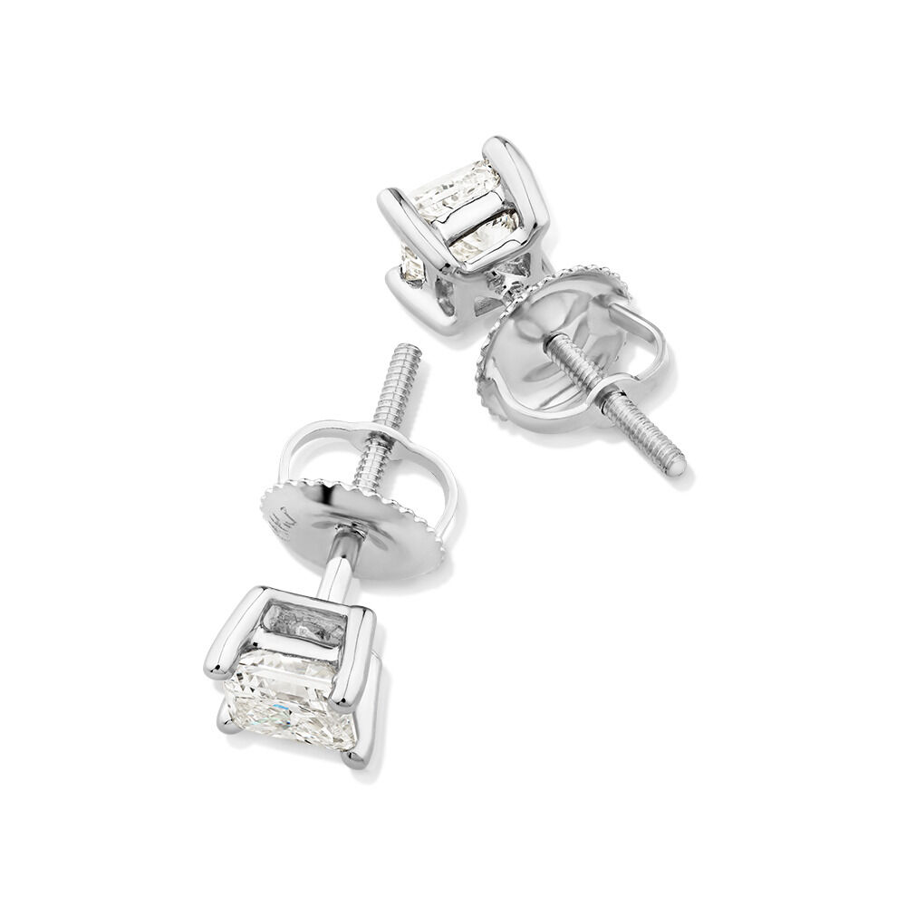 Certified Stud Earrings with 0.96 Carat TW of Diamonds in 14kt White Gold
