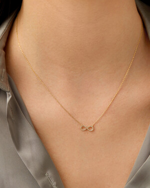 Infinity Necklace with Diamonds in 10kt Yellow Gold