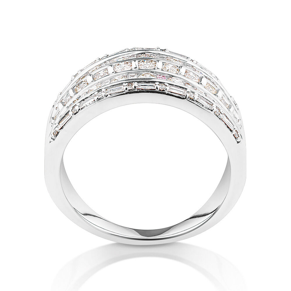 Multi Row Ring with 1 Carat TW of Diamonds in 10kt White Gold