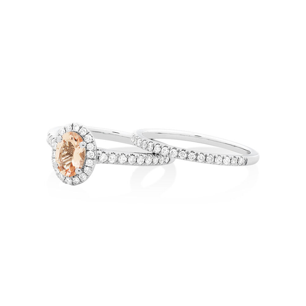 Engagement Ring with Morganite and 0.50 Carat TW Diamonds in 14kt White Gold