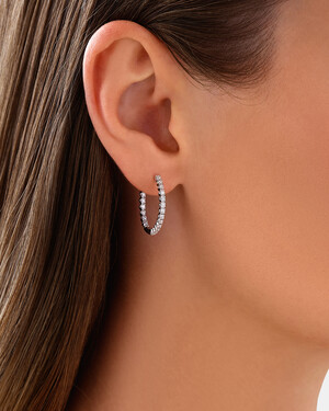 0.60 Carat TW Laboratory-Grown Diamond Hoop Earrings Set in 10kt White Gold