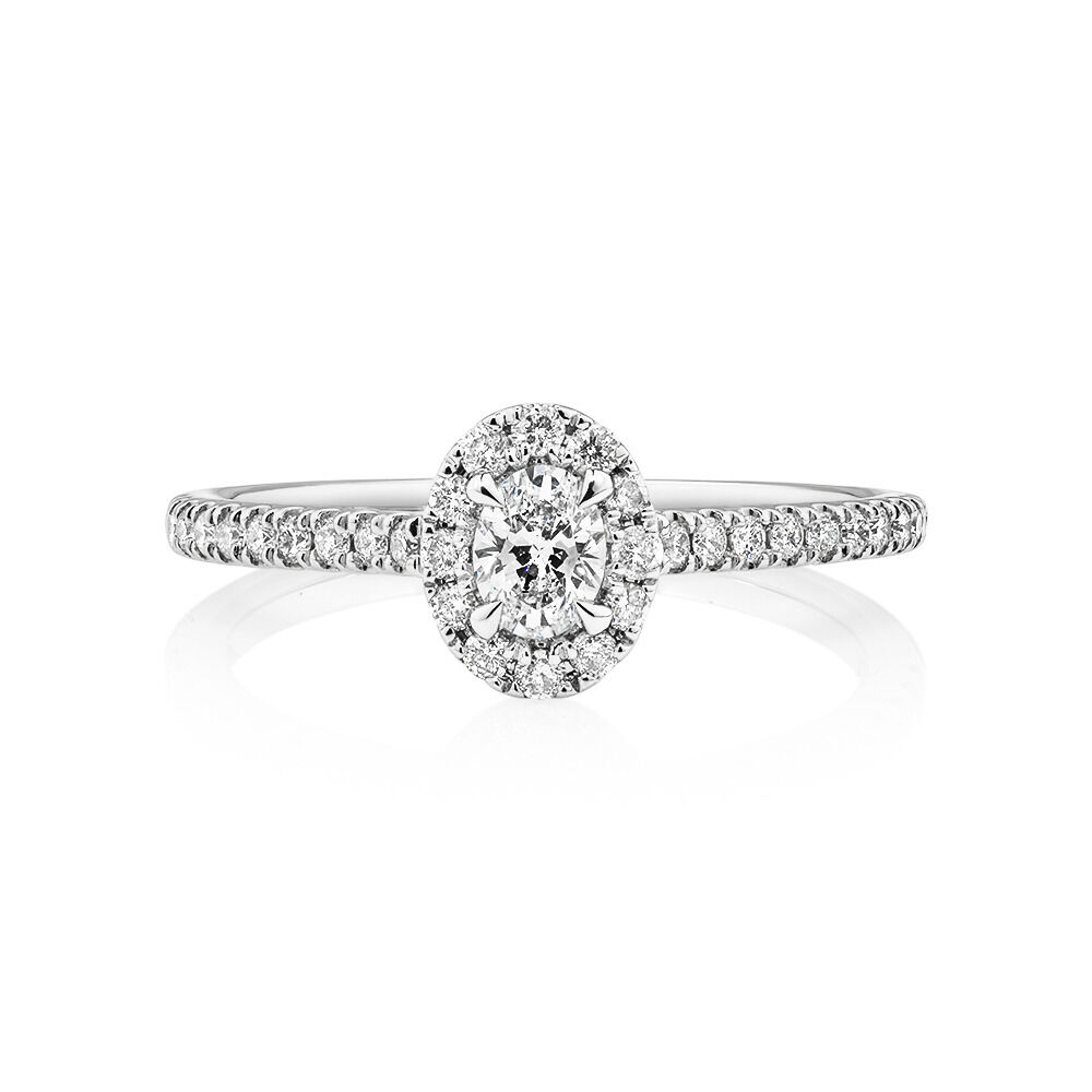 Oval Halo Ring with 0.50 Carat TW of Diamonds in 14kt White Gold