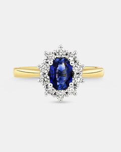Ring with Sapphire & 1/2 Carat TW of Diamonds in 14kt Yellow & White Gold