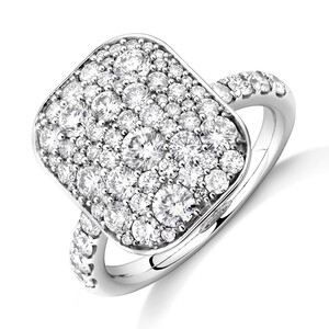 Pave Ring with 2 Carat TW of Diamonds in 14kt White Gold
