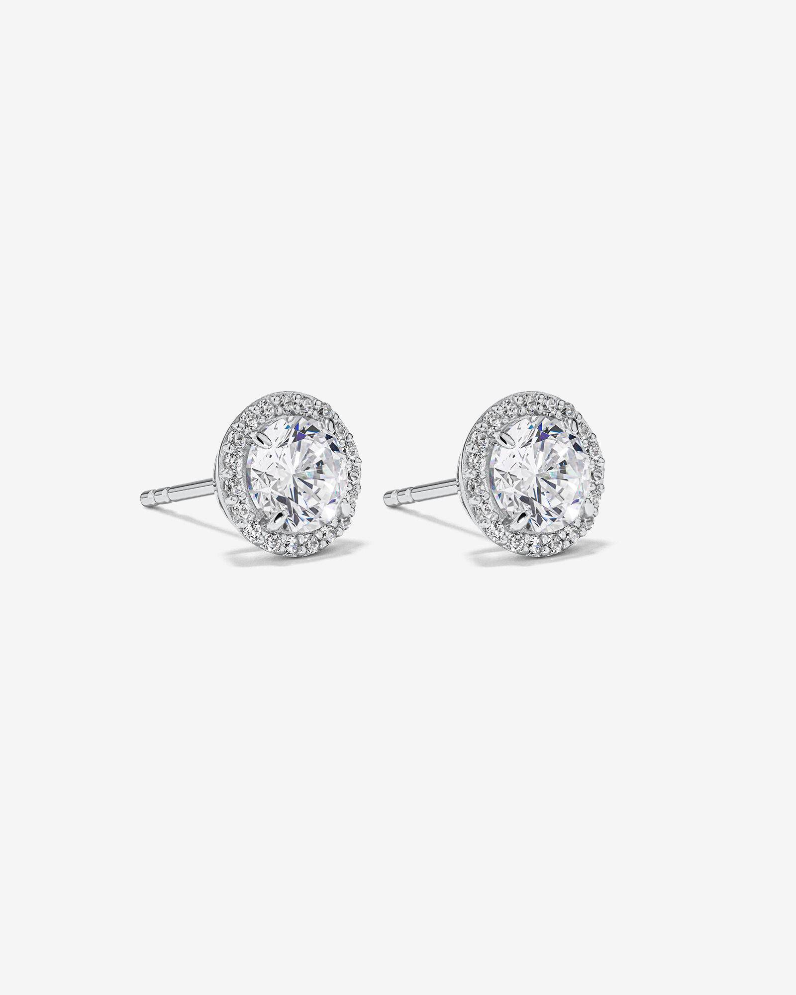Halo Drop Earrings with Cubic Zirconia in Sterling Silver