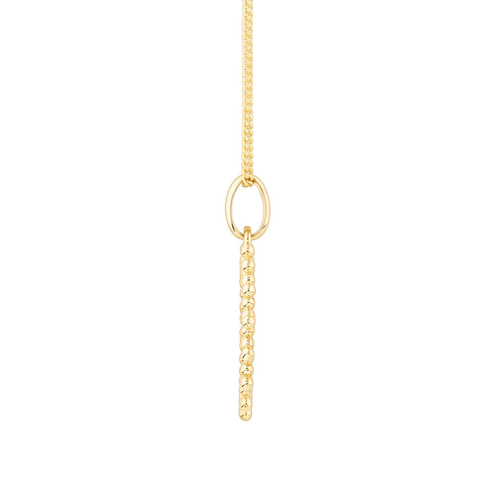 Engravable Beaded Disc Pendant in 10kt Yellow Gold