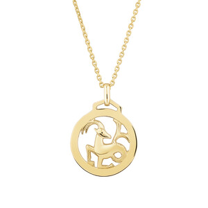 Pendentif du signe du zodiaque du Capricorne avec chaîne en or jaune 10 K
