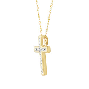 Cross Pendant with 0.10 Carat TW of Diamonds in 10kt Yellow Gold
