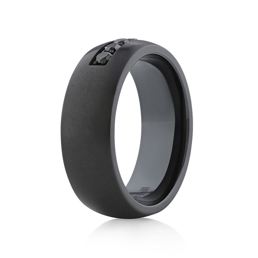 8mm Black Titanium Ring with Enhanced Black Diamonds