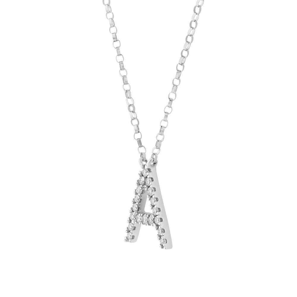 A' Initial necklace with 0.10 Carat TW of Diamonds in 10kt White Gold