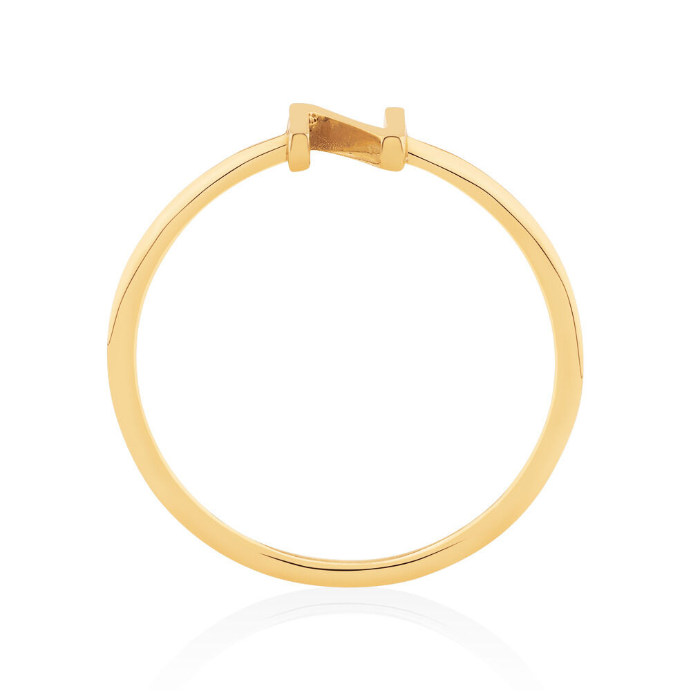 N Initial Ring in 10kt Yellow Gold