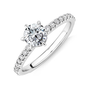 Sir Michael Hill Designer Engagement Ring with 0.99 Carat TW of Diamonds in 18kt White Gold