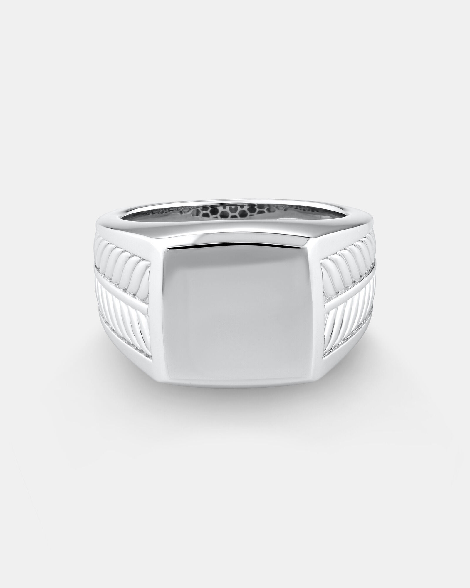 Textured Signet Ring In Sterling Silver