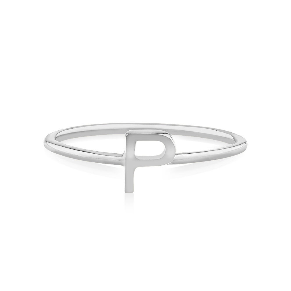 P Initial Ring in Sterling Silver
